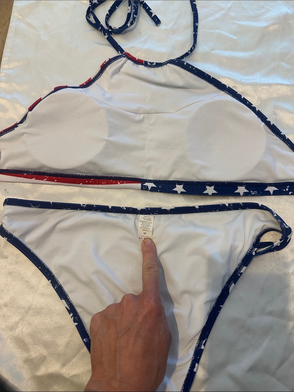 Amazon Women's Stars & Stripes Halter Bikini Top and Bottom - Blue, Red, White - Picture 2 of 2